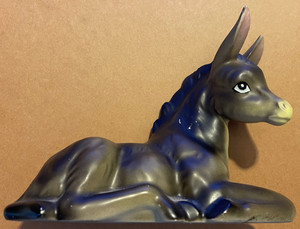 Vintage Cute Ceramic Lying Down Donkey Burro Japan 1970's? No Breaks/Chips READ!