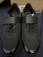 Clarks girls boys Aeon Pace Black School Shoes trainers 6F lightweight fabric  