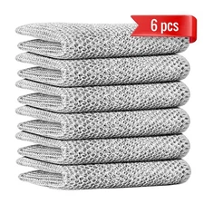 6pcs Double Layer Multifunctional Non-Scratch Wire Dishcloth, Multipurpose Wi...