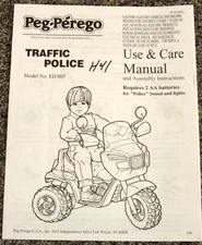 Peg Perego Adventure Traffic Police ED005 Use & Care Owners Manual 3/98