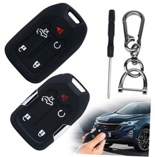 Key Fob Shell with Black Silicone Key Fob Cover, 5 Key Fob Shell Case-gun black