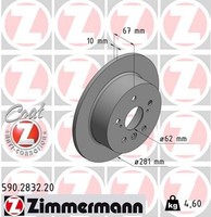 2X Zimmermann Bremsscheibe Coat Z 590.2832.20 FüR ES Lexus Toyota Camry ASV50_