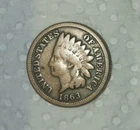 1863 Indian Head Penny , Civil War Era Antique American Collectable in Very Good