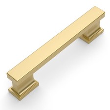 10 Pack Brushed Gold Cabinet Pulls, 3-3/4 Inch 96mm Hole Center, ZH00013