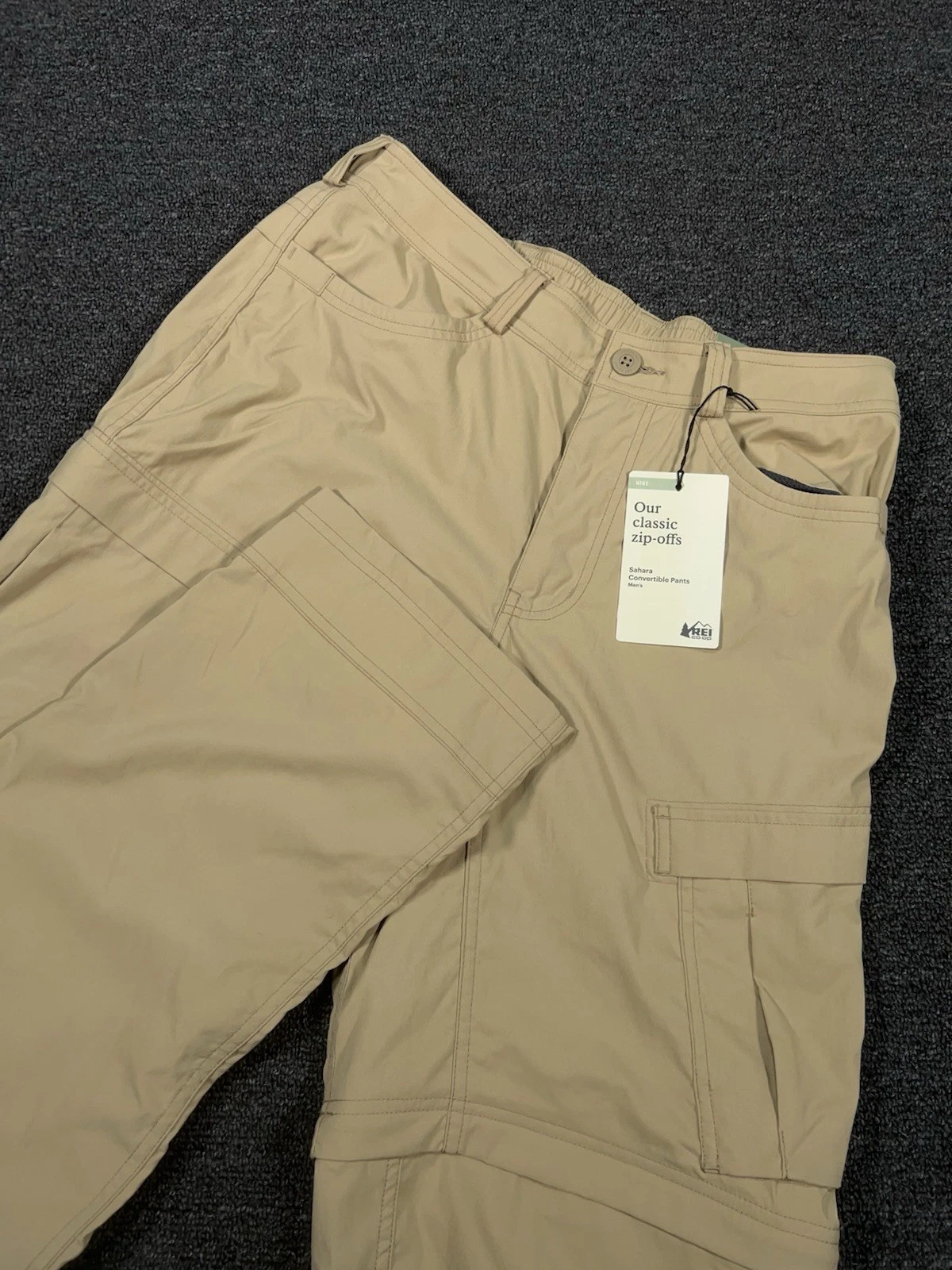New REI Co-op Sahara Convertible Cargo Pants Mens 32x36 (Fits 32x35) Beige