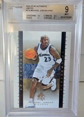 BGS 9 MINT+ /100 MICHAEL JORDAN 2002 SP AUTHENTIC SPECIALS LTD GOLD GEM 9.5 SUBS