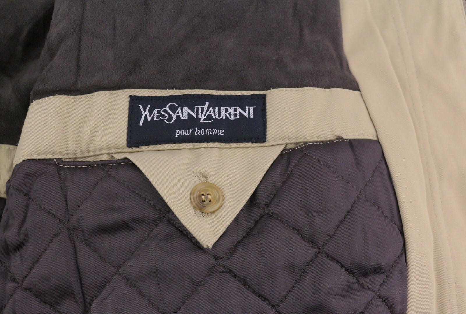 YVES SAINT LAURENT Men Jacket 48 Beige Full Zip Spread Collar Lined Pockets * thumbnail 9
