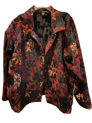 Scott Taylor jacket, Size 2x deep red and black flocked effect