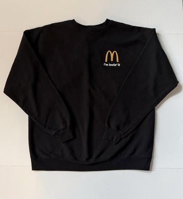 Vintage McDonalds Sweatshirt Mens Large Black Crewneck Im Lovin It Logo Employee