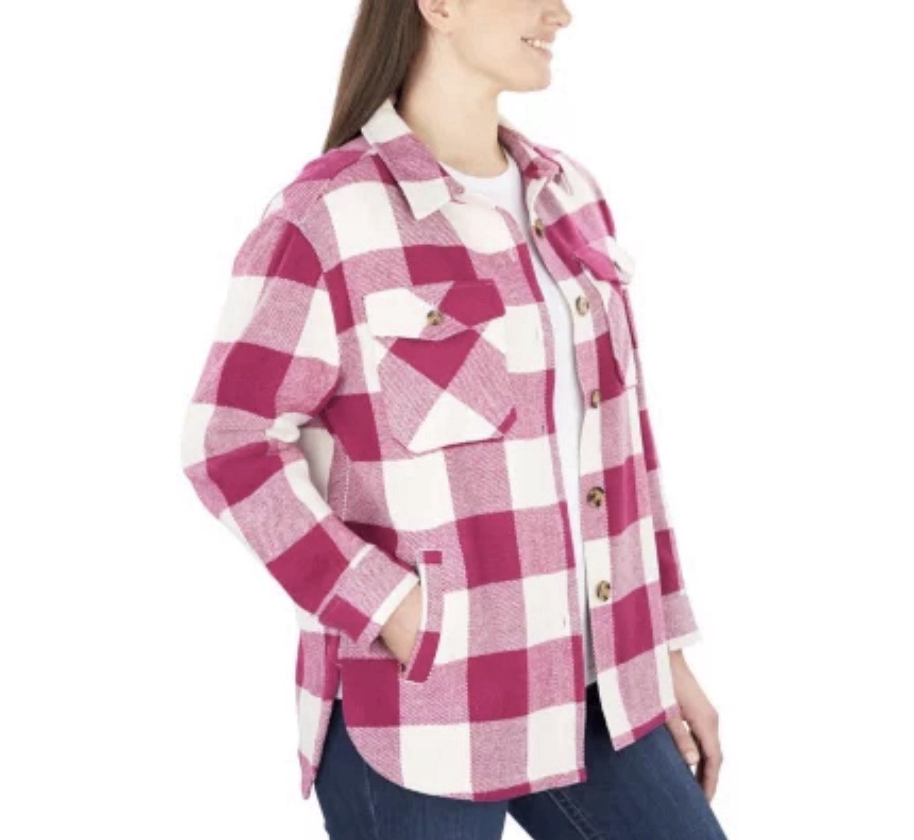 Plaid Shacket Women's Shirt Jacket Flannel Soft Members Mark