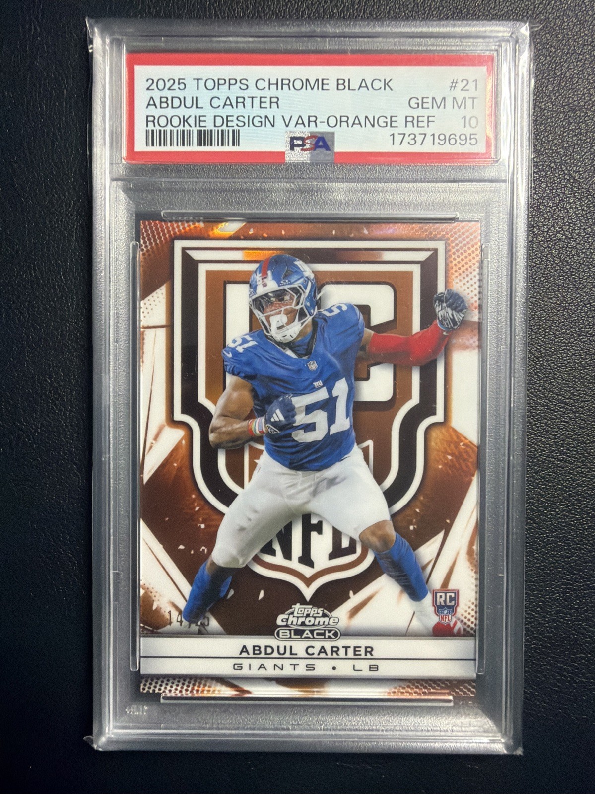 Abdul Carter Topps Chrome Black Rookie Variations #21 Orange Refractor