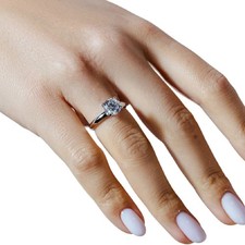 Sterling Silver Engagement Ring w/ 7 mm 1.25 ct Brilliant Cut CZ Stone