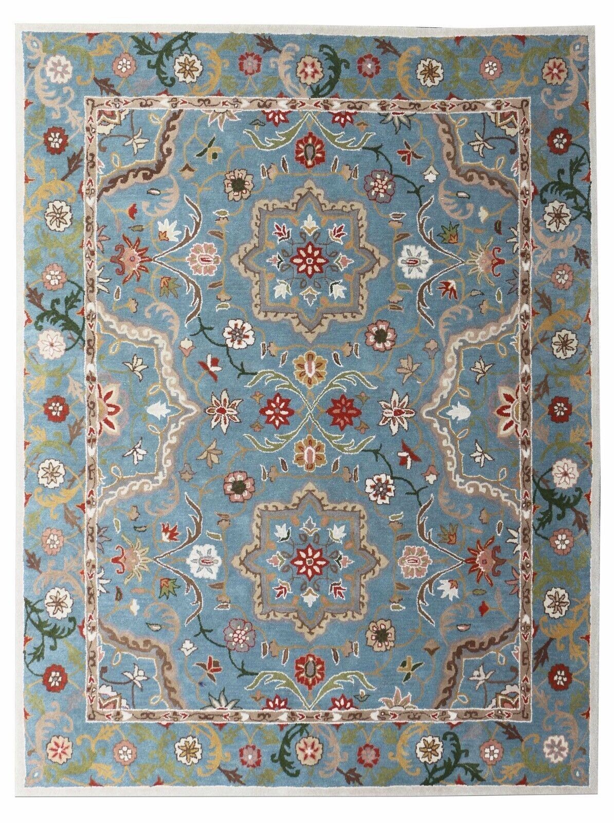 Leslie Parsian Style Tufted 100% Wool Area Rug for Living Room or Bedroom