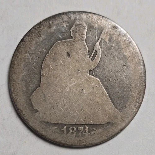 1874 w/ Arrows Seated Liberty Half Dollar AG