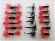 18 Dry Flies Grayling or Trout -Black spider, Bradshaws, Red Tag,Choice of Sizes