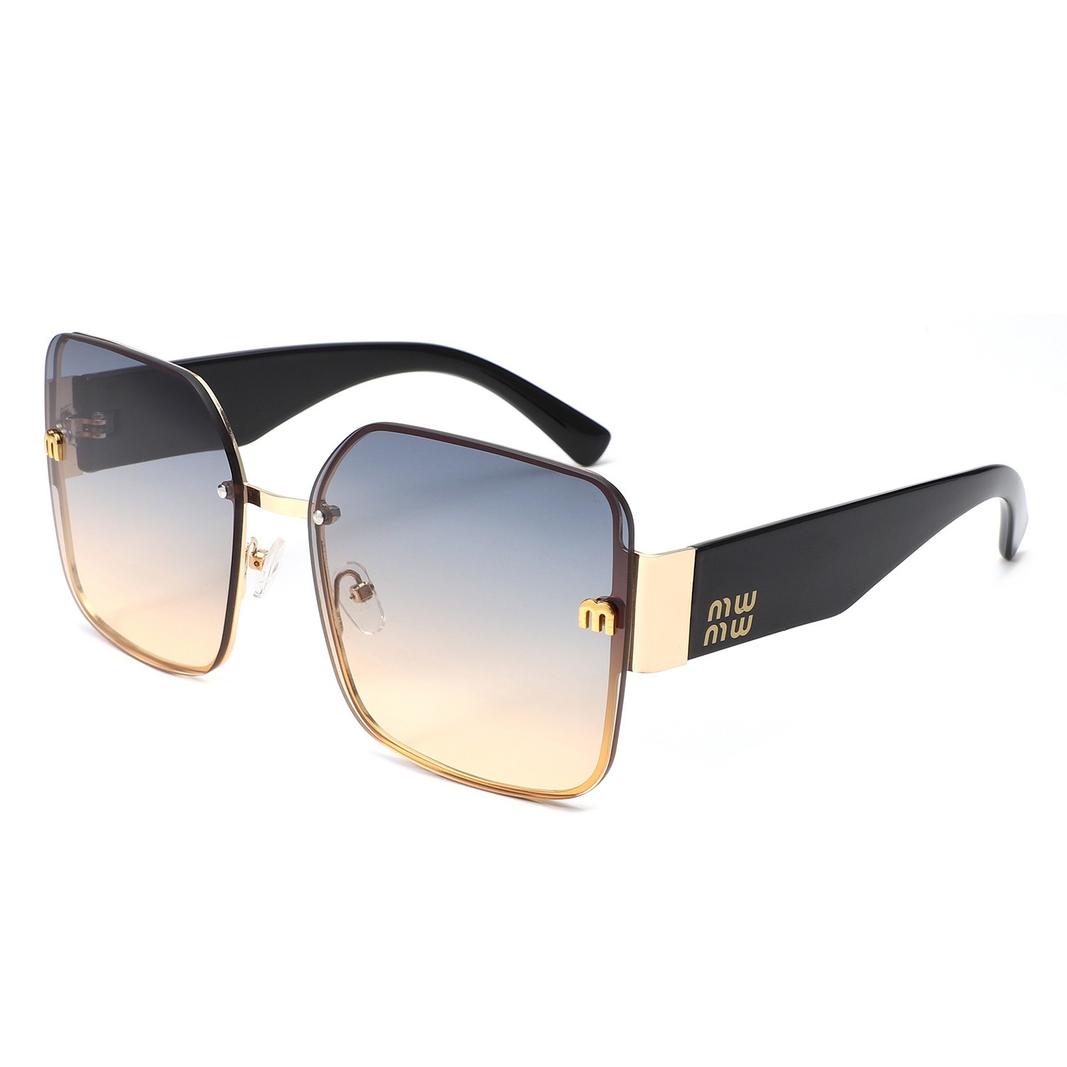 Women's Oversized Square Rimless Sunglasses Fashion Shades Gradient Lens Eyewear