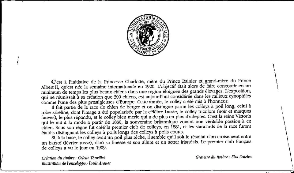 Monaco SC# 2666 FDC 2012 International Dog Show The Collie - A03128 - Image 2 of 2