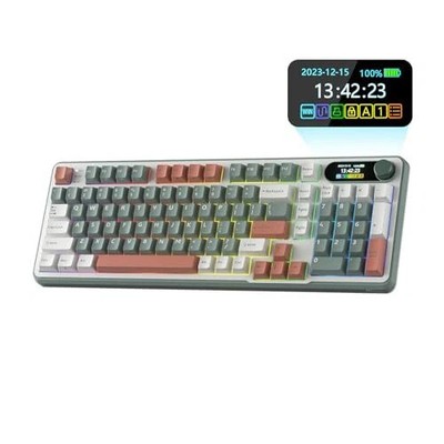 RK ROYAL KLUDGE MECHANICAL KEYBOARD W/SMART DISPLAY & KNOB - CLAY-GREEN