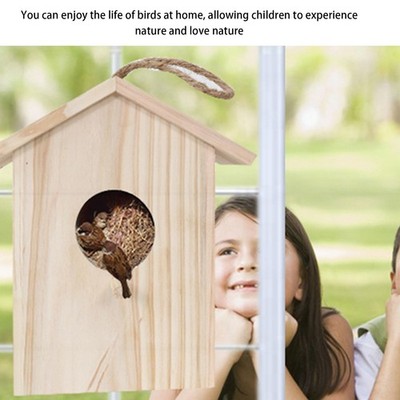 Wooden Window Bird House With Strong Suction Cup Outdoor Bird House For Gard SET