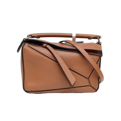 LOEWE Puzzle 18 Geometric Bag Mini Brown Calfskin  Pristine Crossbody Bag