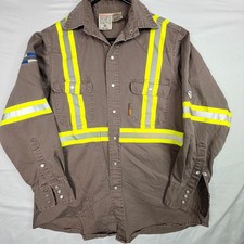 Rasco FR Mens Flame Resistant Gray Work Shirt Reflective Stripes GR754-S Large