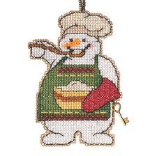 Cooking Snowman Beaded Cross Stitch Kit Mill Hill 2021 Snow Fun MH162135