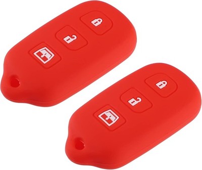 2 Pcs Durable Silicone Key Fob Case Cover Protector in Red, Compati Color: Red