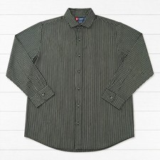 Chaps Boys XL 18/20 Black White Pinstripe Long Sleeve Button Down Dress Shirt