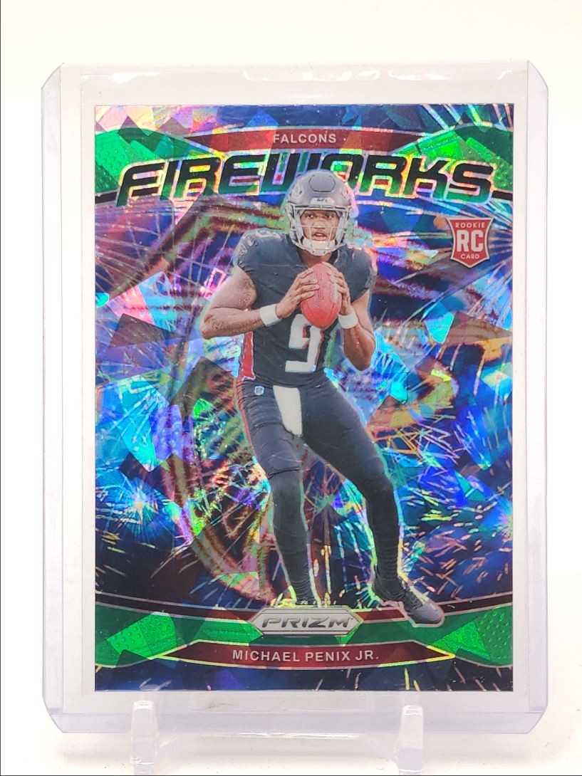MICHAEL PENIX JR. 2024 PANINI PRIZM FIREWORKS ROOKIE GREEN ICE RC Q4081