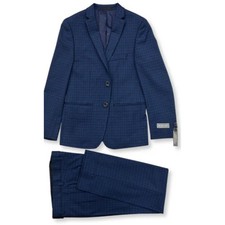 Michael Kors Boys Skinny Fit Blue Check Suit 14R/27"W