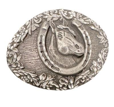 Vintage EGE Horse Head Etched Pewter 1993 Belt Buckle