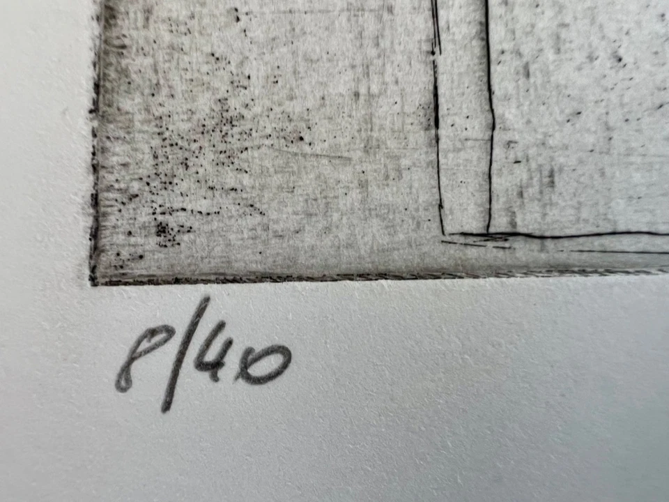 Juego de Poker, Impresión Surrealista Intaglio Blanco y Negro, Años 70, Firmado, Numerado Foto 4 de 4