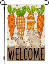 Easter Garden Flag Carrots Bunny 12X18 Inch Double Sided for outside Small Burla