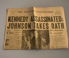 The Atlanta Constitution John F Kennedy Assassinated Newspaper November 23, 1963