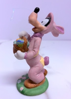 Walt Disney Schmid Goofy Figure in Easter Bunny Costume w/ basket Vintage