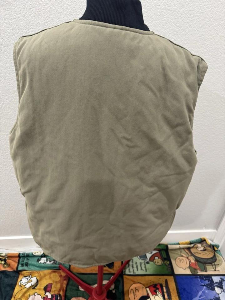 复古 Carhartt 背心男式 XL 码米色被子衬里联盟美国制造 — 第 2/4 张图片