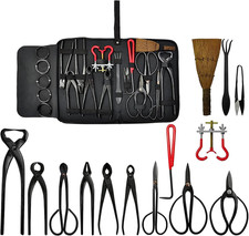 14 Piece Bonsai Tools Kit with Case, Carbon Steel Scissor Cutter Shear Set Garde