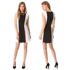 ALICE + OLIVIA Kennedy Silk Black & White Colorblock Dress NWT Small S