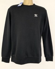 adidas Mens Crewneck Sweatshirt Black XS Trefoil Logo Cotton CW1232 BNWT