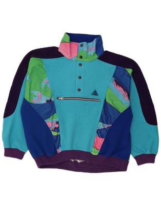 Colmar Mens Button Neck Fleece Jumper XL Blue Colourblock DN02