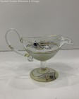 Vintage Hand Painted Hand Blown Glass Gravy Boat 6" — photo 2