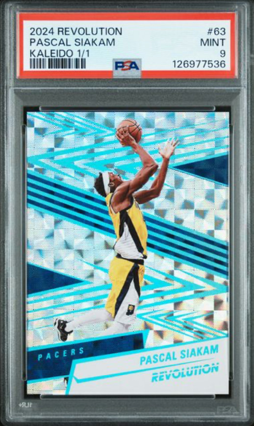 2024 PANINI REVOLUTION INDIANA PACERS PASCAL SIAKAM KALEIDO 1/1 NBA CHAMP PSA 9