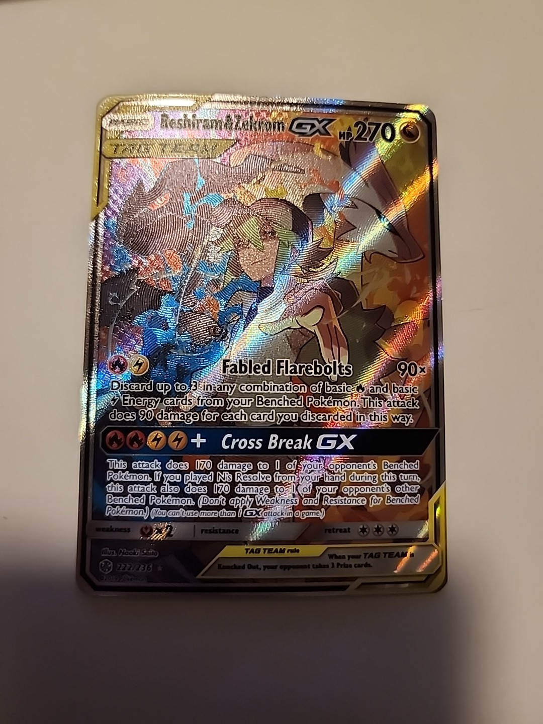 Reshiram & Zekrom GX 222/236 Sm-Cosmic Eclipse Holo - Lp