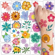 Glitter Flower Temporary Tattoos for Girls - 74 Individually Sheets 