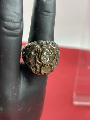 Zweifarbiger Metall Silber & Gold 2 Diamanten Spinne Ring, Größe 9-1/4 Ring individuell