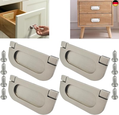 CTRICALVER 4 Pcs Flush Ring Pull Zinc Alloy Cabinet Drawer Pull Handle, Pull
