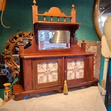 Vintage Wall Cupboard Shelf Cabinet Tiled Shelves Bathroom Mirror Apothecary V