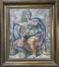 tableau Scène personnage peinture huile oil Painting   50x60 Signé à identifié