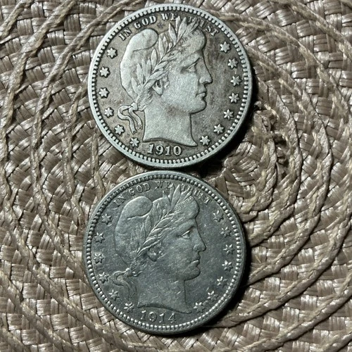1910 1914 Barber Quarter 25C Silver Circulated Coin Business Strike