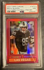 2024 Topps Chrome 1974 Topps Football Brock Bowers Pink Refractor RC PSA 9